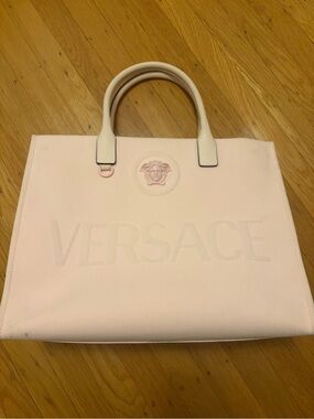 Versace Pale Pink Tote with Embossed Medusa and Logo